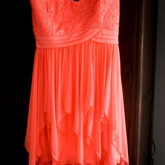 Coral Pink Prom Dress - Picture 1 of 6